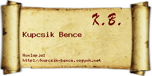 Kupcsik Bence névjegykártya